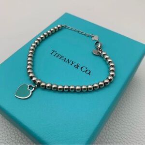 Tiffany & Co. Silver Bead Bracelet with Heart Charm